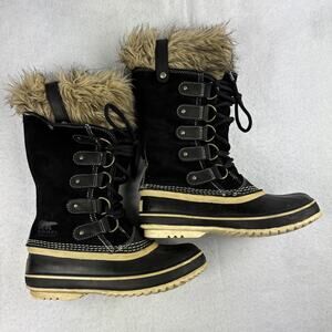 Sorel Boots Joan of Arctic Tall Winter Size 6 Waterproof Faux Fur Brown Tan Snow